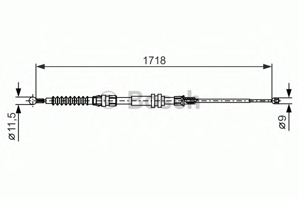 Трос ручника (задній) VW Caddy 04-15 (1718mm)