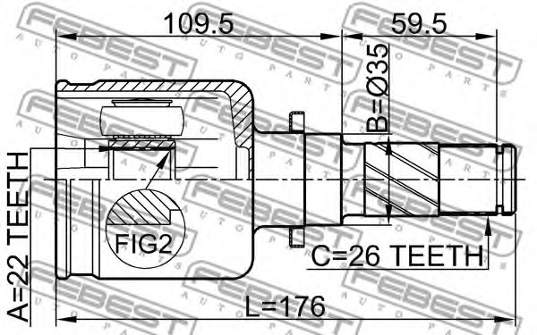 ШРКШ ВНУТРІШНІЙ ЛІВИЙ 22X35X26 MAZDA 3 03-