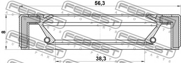 Сальник піввісі 38.3x56.3x8 Nissan Almera 95-