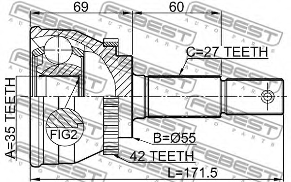 ШРКШ (зовнішній) NISSAN ALMERA II Hatchback (N16) 2.2 dCi,