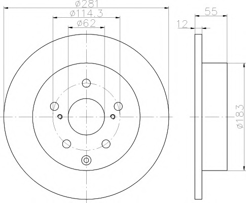 Диск гальмівний (задній) Toyota RAV4 05- (281x12) PRO
